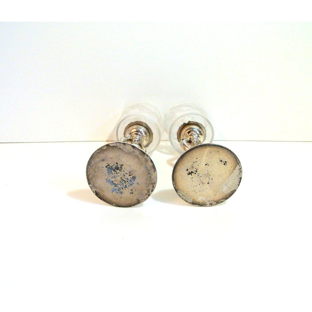 Pairpoint Silver Plate Cherub Votive Holders with Etched Glass PAIR - Picture 7 of 9